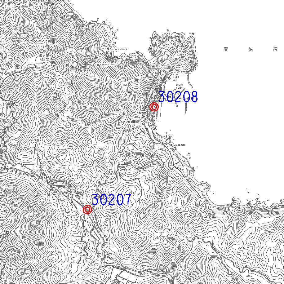 30207,30208を赤丸で示した位置図