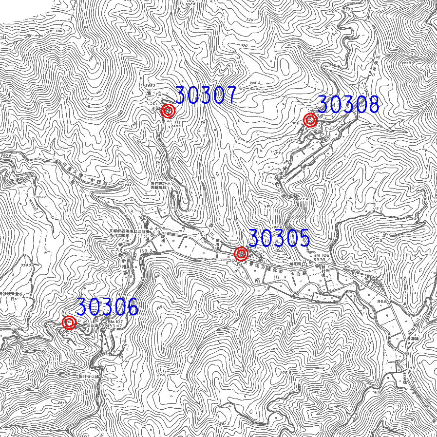30305～30308を赤丸で示した位置図